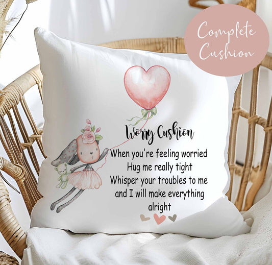 Childs Worry Cuddle Cushion~anxiety~mental health - Bunny and teddy