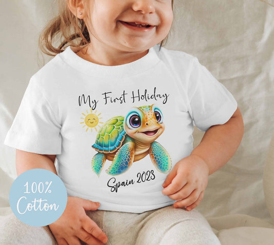 My 1st Holiday T shirt*Personalised Children's  * family holiday ~Blue Turtle