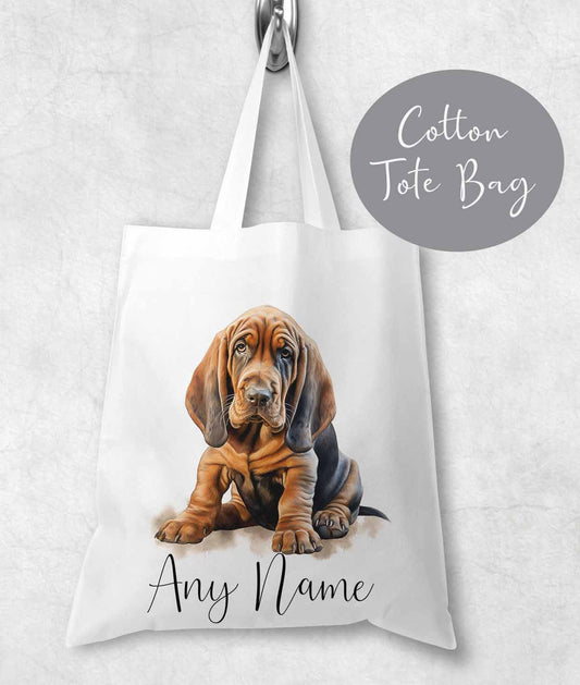 Dog Bag ~Personalised Tote shopping bag ~ lightweight ~gift , birthday , mothers day ~ Bloodhound  puppy