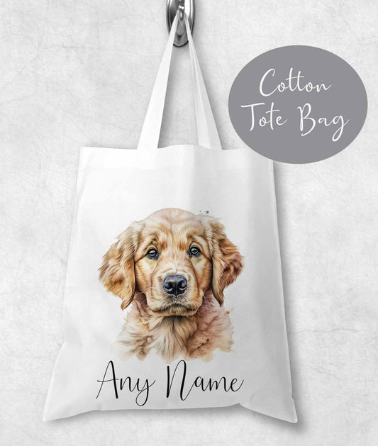 Dog Bag ~Personalised Tote shopping bag ~ lightweight ~gift , birthday , mothers day ~ Retriever puppy