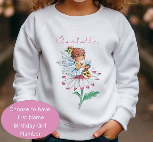 Children's Birthday Sweatshirt~ Jumper~ Personalised Fairy  , 1,2,3,4,5